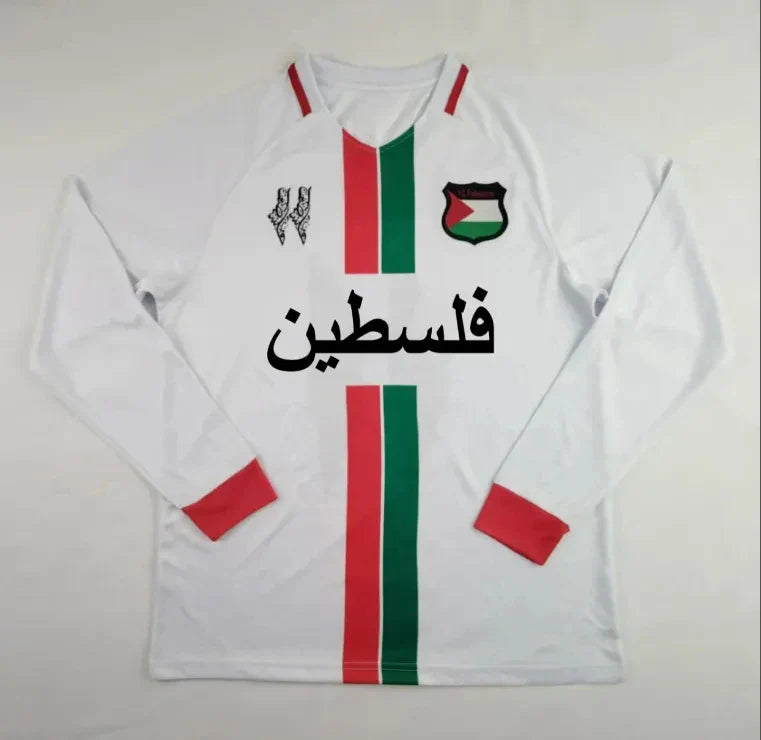 Maillot Palestine Blanc Rayé – Manches Longues